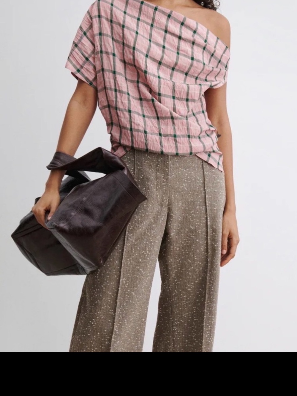 Rachel Comey Pink Plaid Off-Shoulder Blouse